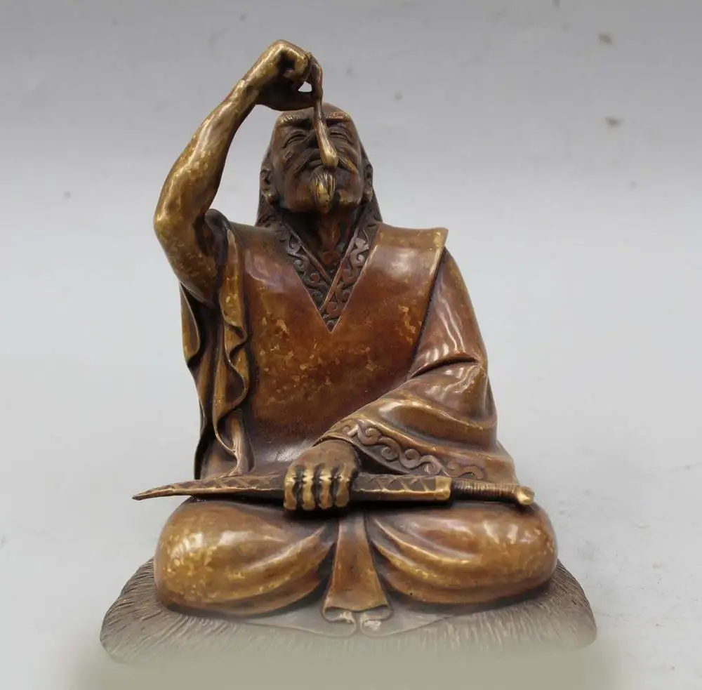 DS 6"Chinese Buddhism Bronze Sit DaMo Ancestors Bodhidharma Dharma