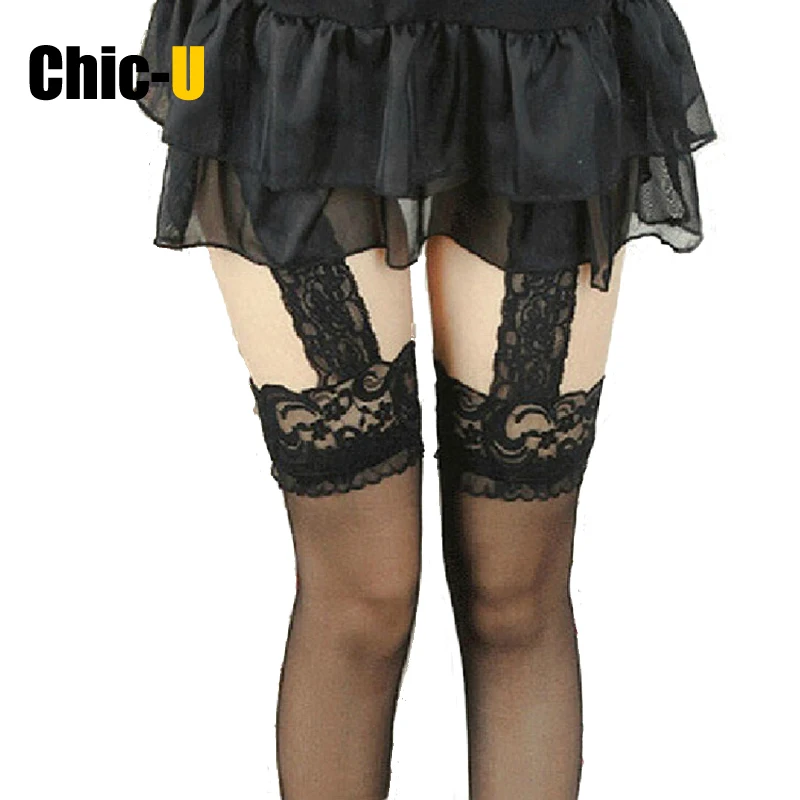 Sexy lace straps lace tight good quality elastic black silk cored