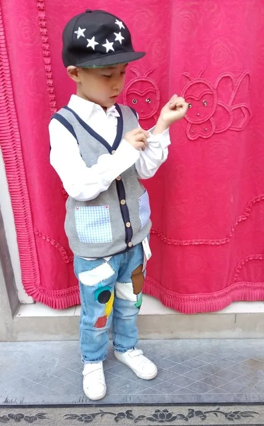 2025 봄 가을 겨울 18개월 24개월 2세 8세 9세 10세 90cm 140cm 컬러 패치워크 포켓 밴딩 루즈핏 데님 청바지  남아용