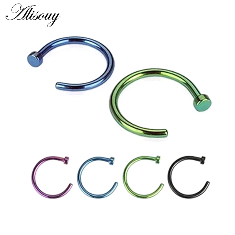 

Alisouy 1PC Body Ring Fake Piercing Jewelry 7 Color Women Nostril Nose Hoop Stainless Steel Nose Rings clip on nose Body Jewelry