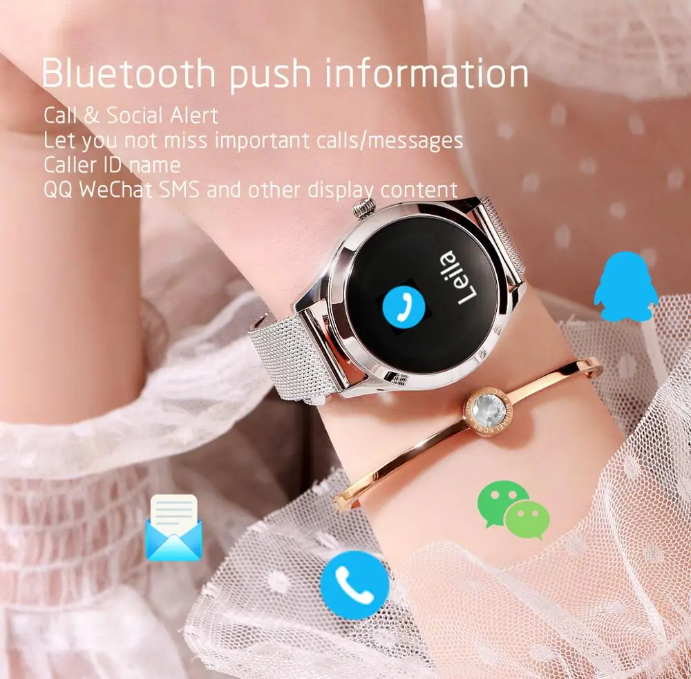 

2019 Kpay Free Shipping Women's Fashion For Intelligent Bracelet Kw10 Heart Rate Monitoring Moving Meter Sleep Quality Water