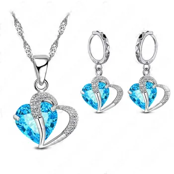 

Wedding Bridal Dress Accessories Jewelry Sets For Women Drop Cubic Zirconia Necklace Earrings 925 Sterling Silver Holiday Party