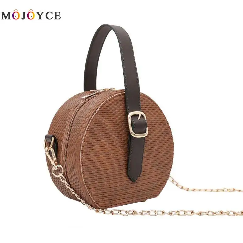 

Women Bohemian Round Leather Mini Crossbody Bag Circle Beach Tote bolsos mujer de marca famosa 2018