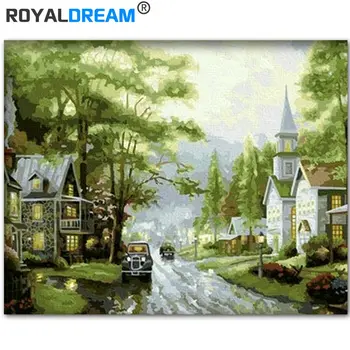 

ROYALDREAM Collection Town Landscape DIY Painting By Numbers Kits Coloring Paint By Numbers Modern Wall Art Picture Gift