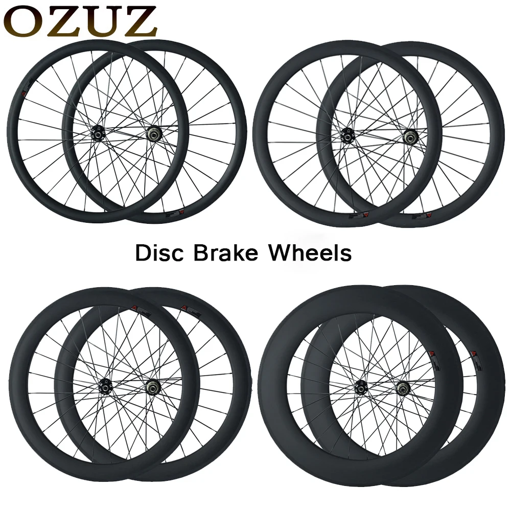 

OZUZ Disc Brake Carbon Wheels 24 mm Depth Cyclocross Bike Rim 23mm wide Clincher Bicycle Carbon Wheelset 700c 3k Matte Glossy