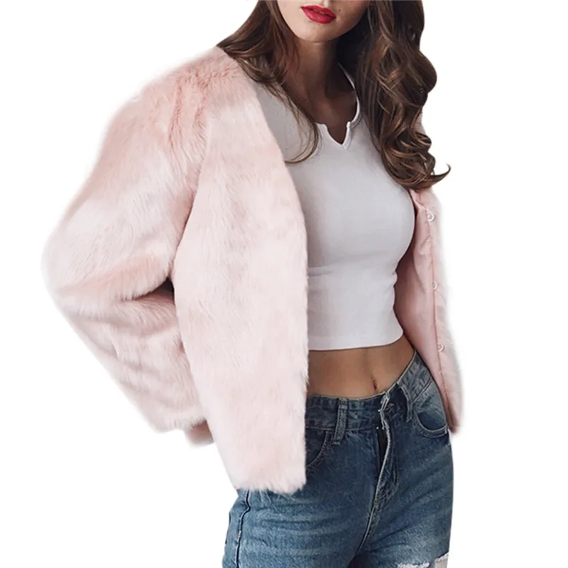 2018 New Thick Warm Faux Fur Coat Women Elegant Long