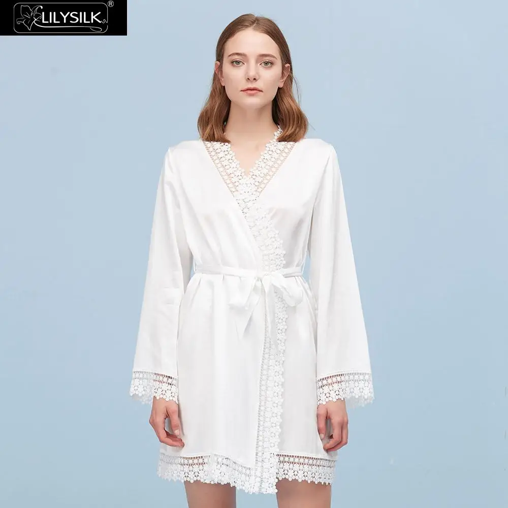 

LilySilk Silk Robe 22 Momme Casual Lace Luxury NEW Women Free Shipping