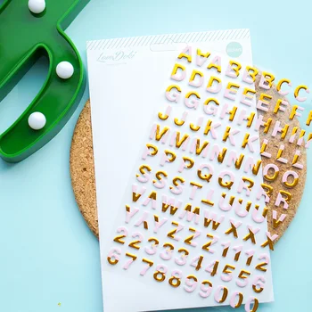 

Dokibook Hand Made Double-color Alphabet Stickers 3d Custom Stickers Notebook Planner Diary Decoration Accessories Stationery