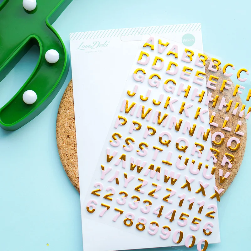 Dokibook Hand Made Double-color Alphabet Stickers 3d Custom Stickers Notebook Planner Diary Decoration Accessories Stationery