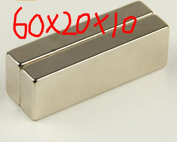

60*20*10 strong ndfeb magnet 2pc strong block magnets N35 rare earth neodymium magnets 60 x 20 x 10 mm