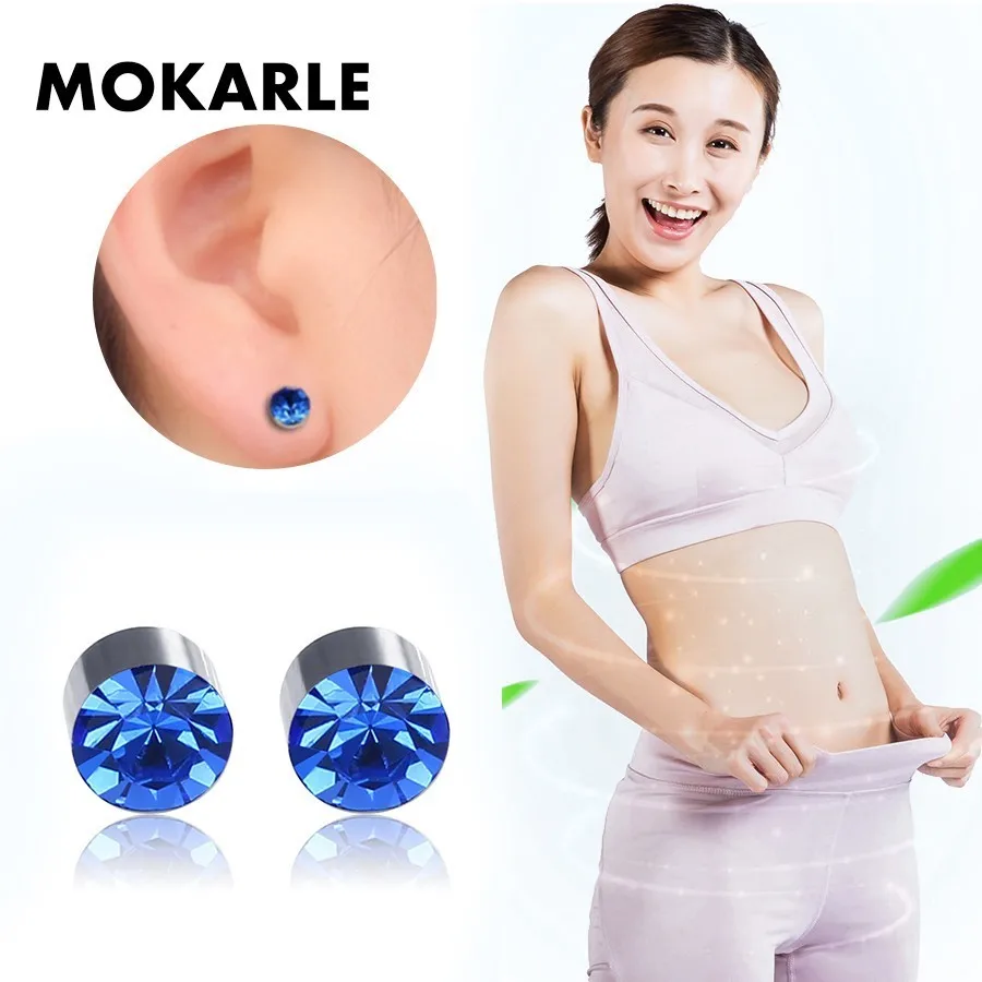 

1 Pair Bio Magnetic Therapy Earrings Slimming Weight Loss Healthy Stimulating Acupoints Stud Earring Fat burning Beauty tool
