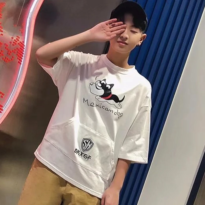 

Yaffa Tamin Summer Man T Shirt Mexican Dog Fashion Blue Top T Cartoon Cotton O-Neck T-shirt Personalized Casual Half Boy Tees