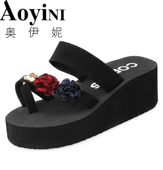 

Hot! New Fashion Summer Women Platform High Heel Flip Flops Beach Sandals Bowknot Slippers Women Shoes Size36-40 For Choice