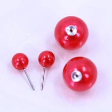 Free Shipping Vintage Big And Small Design Fashion Elegant Lady Double Faced Imitation Pearl Stud Earrings 5pairs/box,5box/lot
