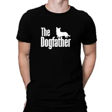 Fashion 2017 New Men’s The dogfather Cardigan Welsh Corgi Short Sleeve Tee Shirts high quality novelty design tops