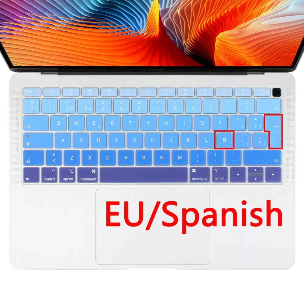 ЕС введите испанскую накладка на клавиатуру стикер для Macbook Air 13 с сенсорным ID A1932 тоньше защитная обложка для клавиатуры