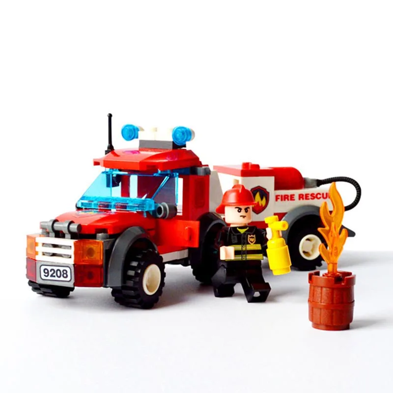 

Hot! 122pcs Fire Fight Truck Building Blocks Sets City Car Toys Enlighten Child Educational Bricks DIY Kids Birthday Gift