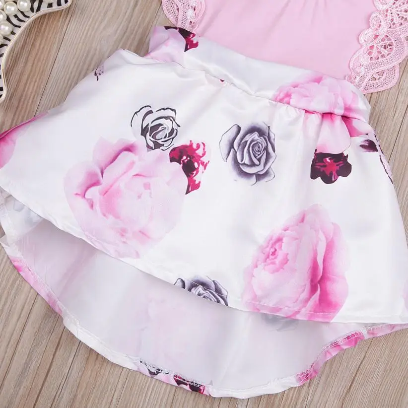 MUQGEW/платье в стиле пэчворк для маленьких девочек; одежда с цветочным принтом; кружевные платья принцессы для девочек; летнее платье для малышей;# XT
