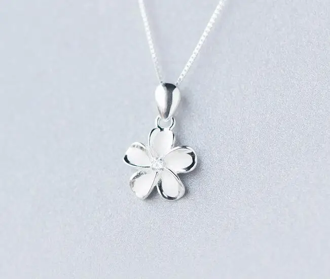 Реальный. 925 пробы Серебряный цветок из белой эмали Plumeria Гавайская подвеска Hibiscus