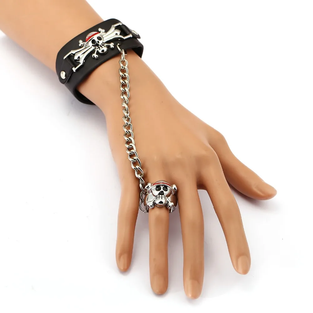 One Piece Bracelet Cuir Logo Luffy Pirate Wristband
