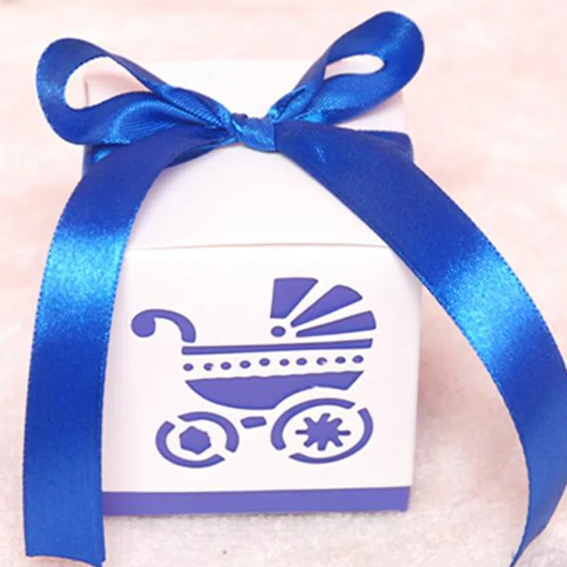 Лазерная резка Baby car Baby Shower Подарочная коробка конфет Девочка День рождения конфеты коробка с лентой сладкие свадебные украшения конфеты 50 шт