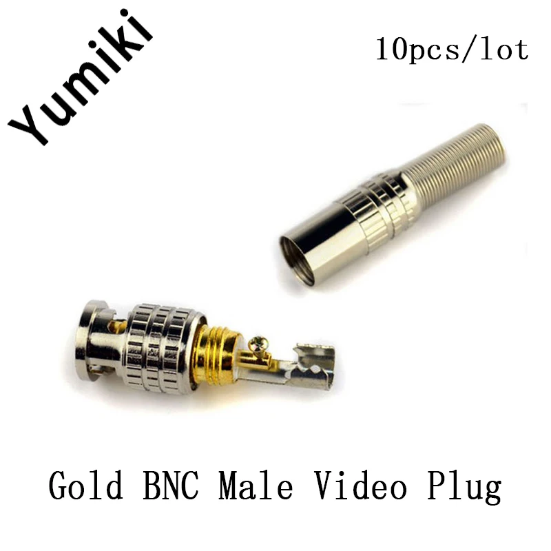 10 шт. цвета: золотистый разъем BNC видео Соединительный разъем соединитель для того чтобы привинтить для RG59 кабель адаптера