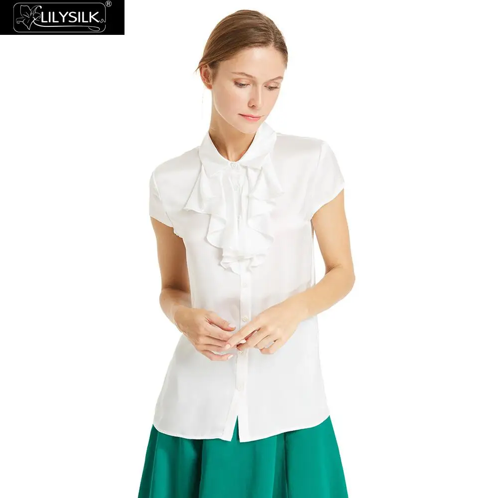 LILYSILK T Shirt Ruffles Silk Women Lady Free Shipping