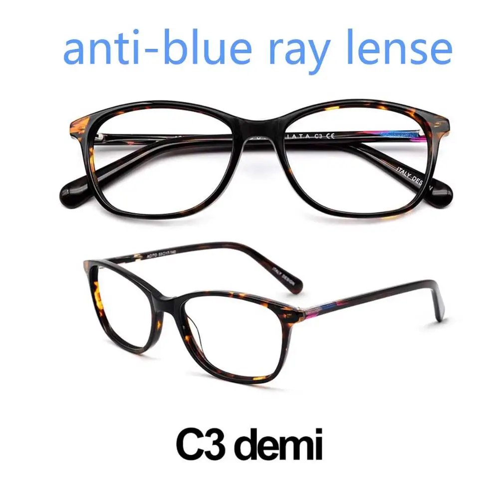 OCCI CHIARI женские компьютерные очки с принтом анти-синий луч прозрачные очки Анти-усталость миопия, Гиперметропия черные оправы для очков ACITO - Цвет оправы: C3A demi