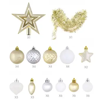 

Christmas Tree Decoration Pendant 50 Christmas Ball Gift Package Tree Top Star Multi-pack