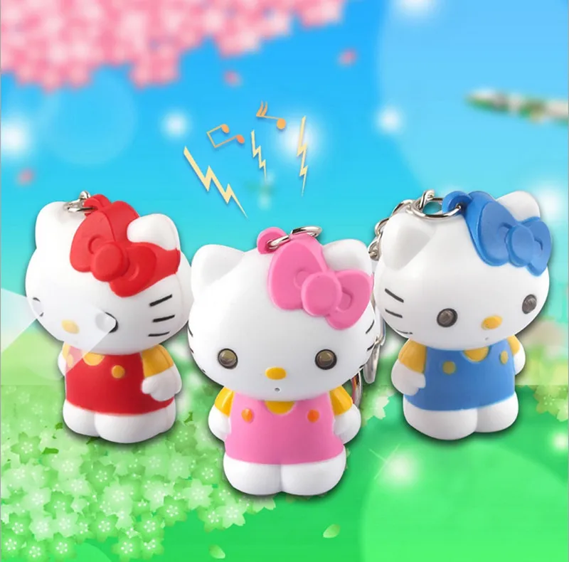 Say "I love you" hello kitty светодиодный брелок со звуком, брелок для ключей сумка Подвеска креативная игрушка-фонарик, подарок для влюбленных