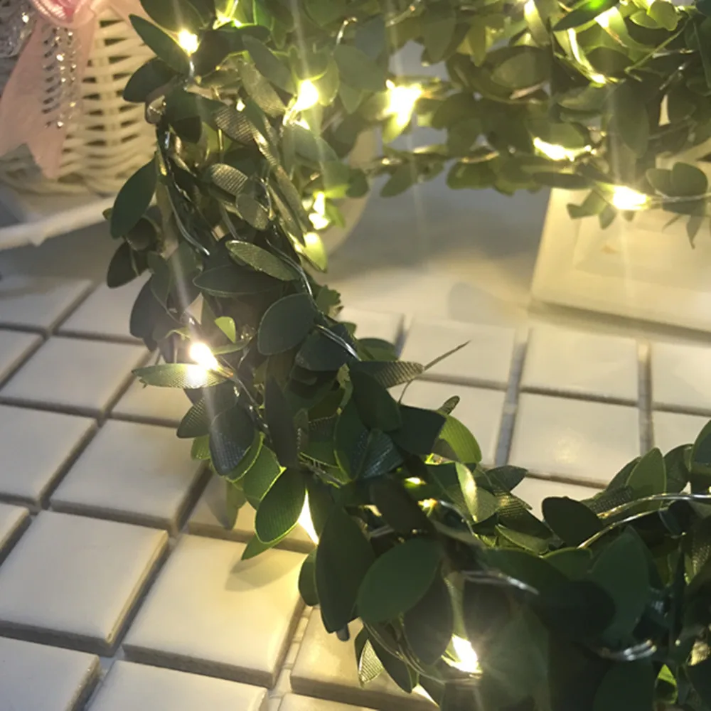 5M 2M RGB Fairy Garland Xmas Holiday Decoration Light Led Green Leaves Copper Wire String Lamp Warm White 20 50Leds Party Decor (8)