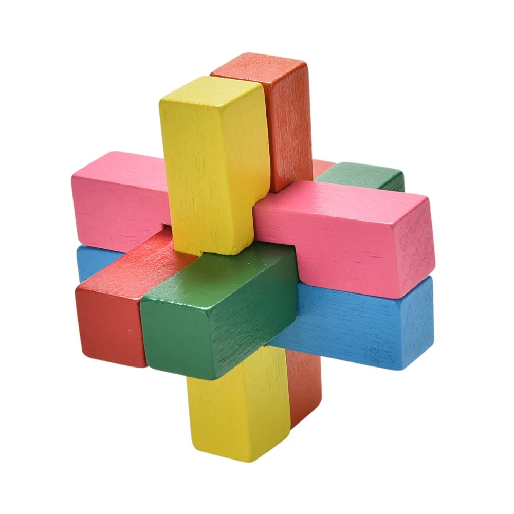 

Colorful Kong Ming Lock Luban Lock Wooden Toy for Adult Children Classical Intellectual Magic Cube Kid Toys
