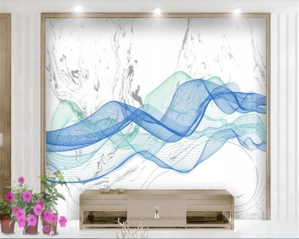 beibehang 3d wallpaper Nordic minimalist dynamic lines marbled z TV background decorations on the wall | Обустройство дома