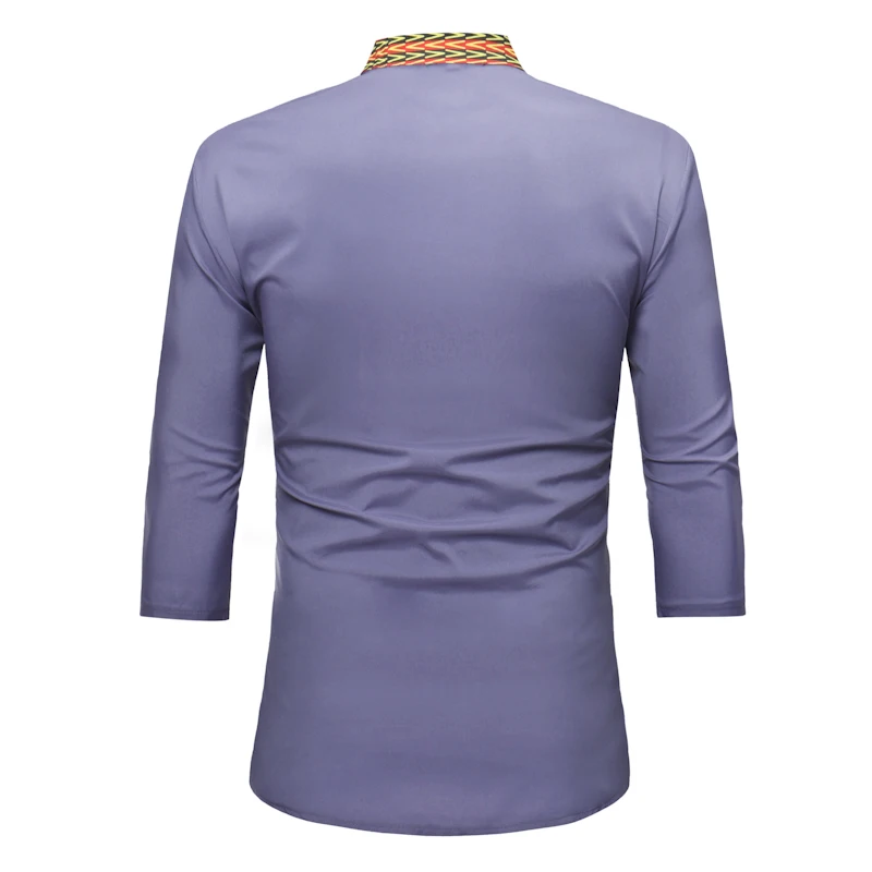 2018 African Promotion Real Men Robe Africaine National Wind Of Printing V-neck 7 Minutes Of Sleeve T-shirt (7)