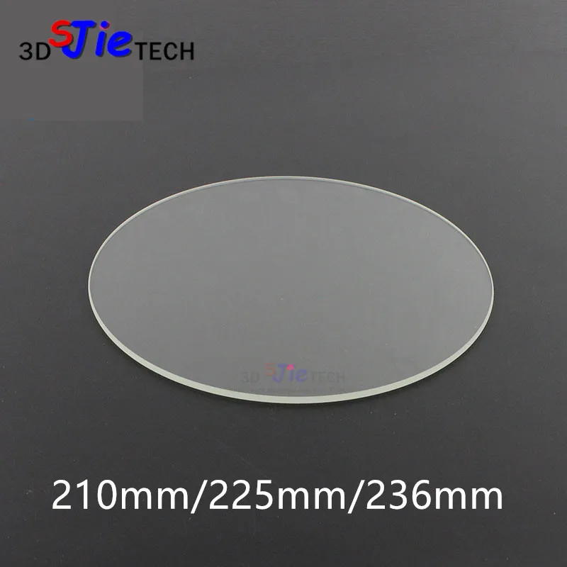 210mm/225mm/236mm Round Borosilicate Glass Plate 3mm Thickness For Diy