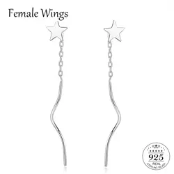 Женские крылья 925 пробы серебро в форме звезды висячие серьги для женщин простой дизайн рождественские подарки украшения для ушей, серьги