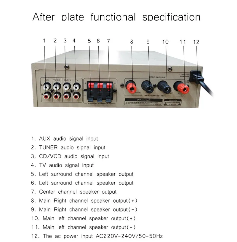 Vancord Digital HIFI Karaoke 2CH Home Theater Stereo Audio Amplifier Support Dual Microphone USB SD FM Radio Input AV-9100 (9)