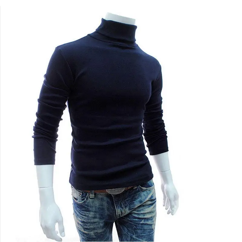 2019 New Autumn Winter Men'S Sweater Men'S Turtleneck Solid Color Casual Sweater Men's Slim Fit Brand Knitted Pullovers
