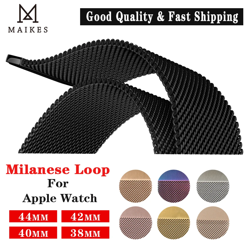 

Stainless Steel Milanese Loop Watch Band For Apple Watch 44mm 42mm 40mm 38mm Series 4/3/2/1 Watchband Bracelet iWatch Strap
