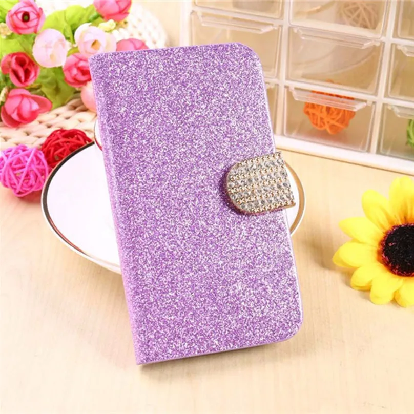 

Fashion Bling Glitter Flip Case Cover For Huawei Y6 Pro / Enjoy 5 Mobile Phone Case With Card Slot