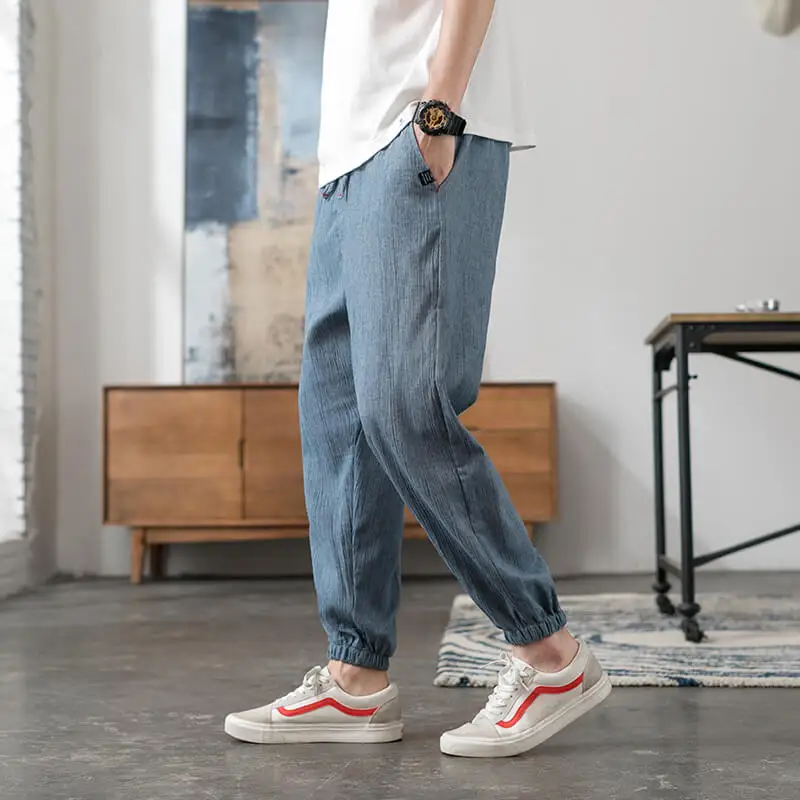 Летние тонкие свободные повседневные брюки - Цвет: blue
