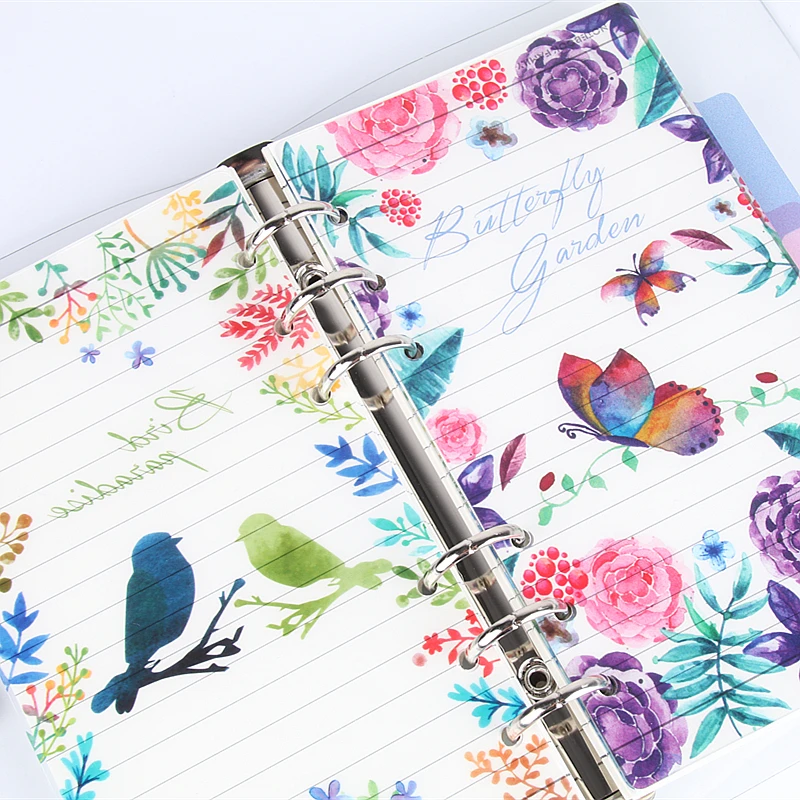 

Jamie Notes Bird And Flowers PP Notebook Dividers For Filofax Dokibook A5a6 Planner Index Plate Accessories 5pcs/lot Stationery