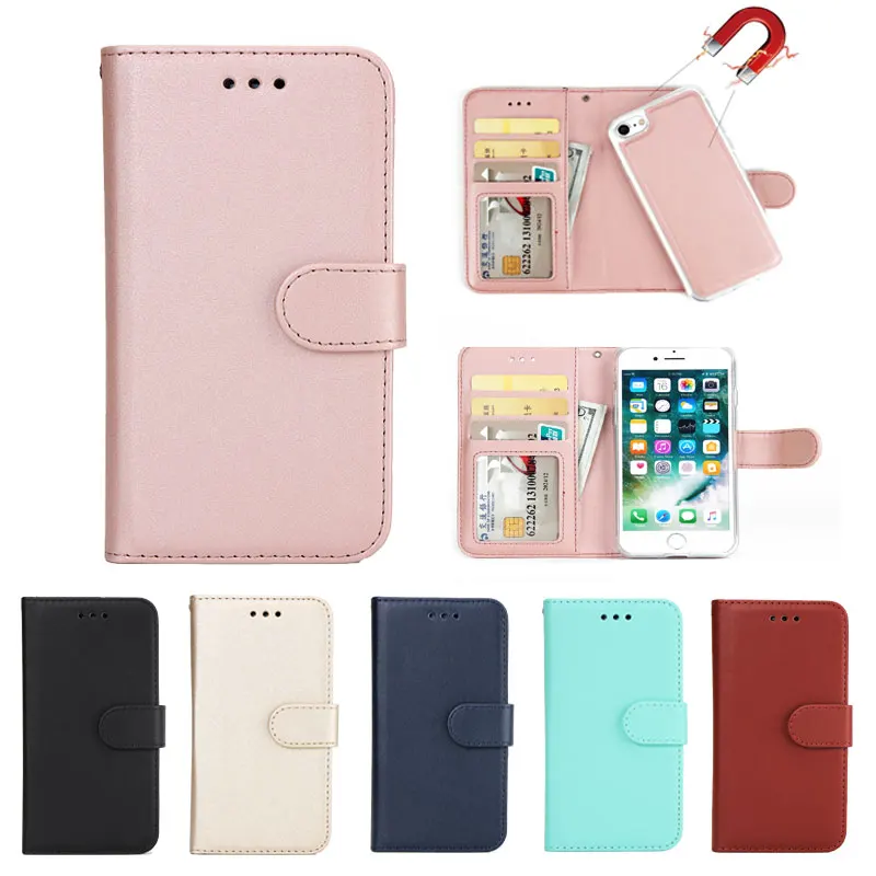 

Luxury Flip Leather Wallet 2 in 1 Phone Case For iPhone X 8 7 6 6S Plus 5 5S 5SE Magnet Removable Retro Ultra Slim Cover Fundas
