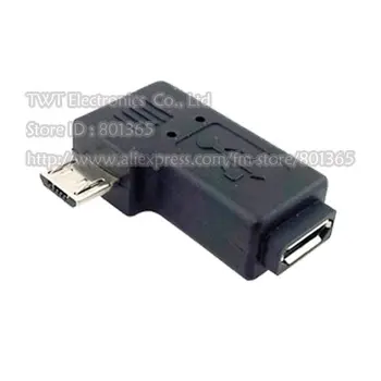 

90 left angle Micro USB 2.0 5Pin Male to Female M - F extension adapter , 10pcs ,Free shipping