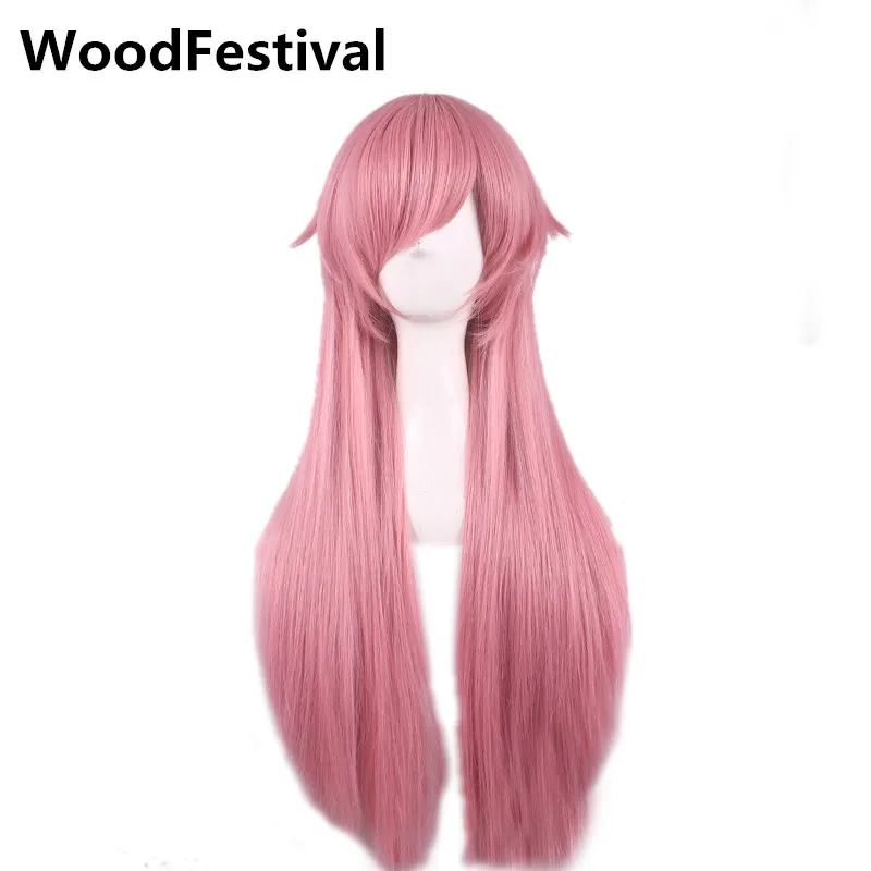 

70 cm hair heat resistant long pink anime wig women synthetic straight wigs with bangs WoodFestival