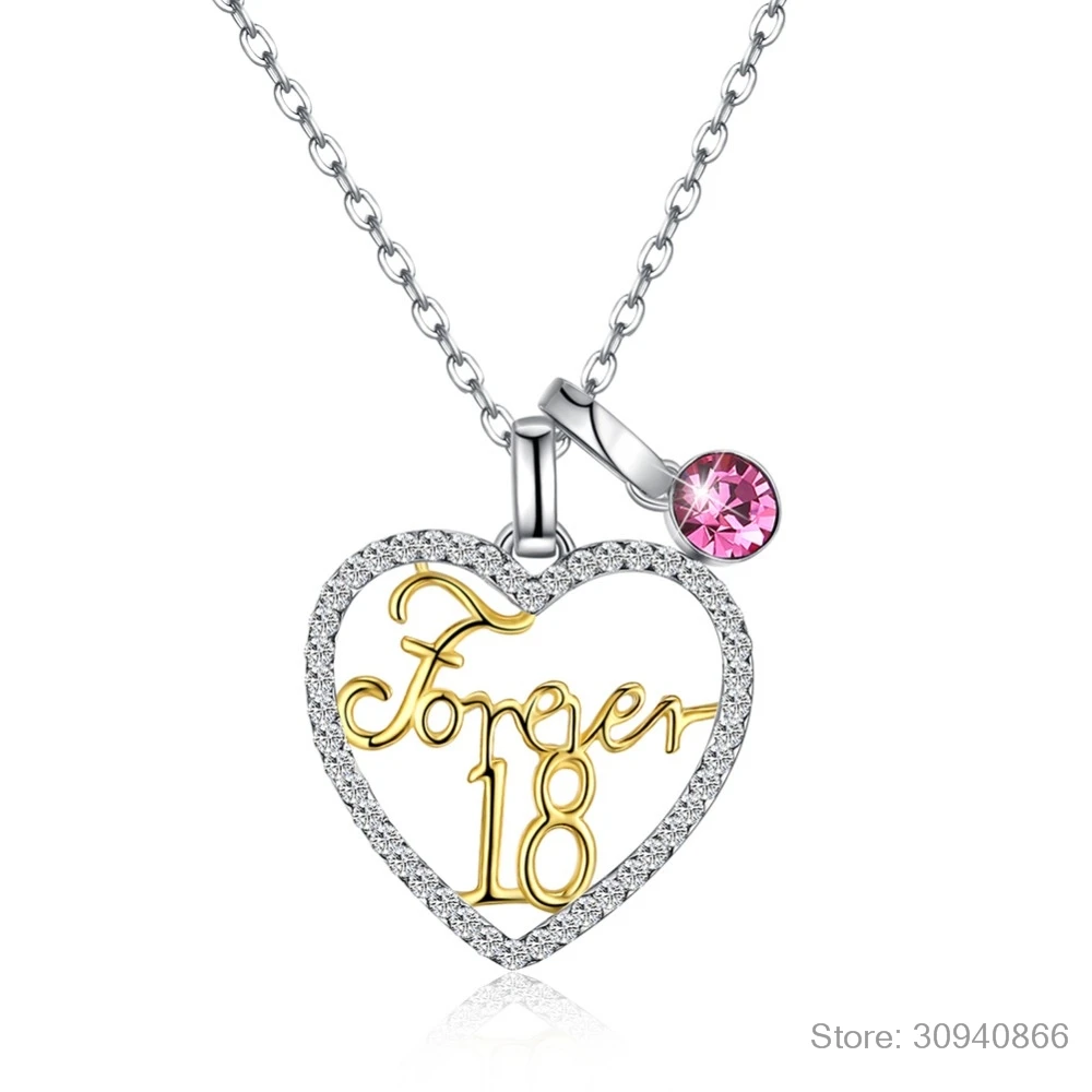 LEKANI кристаллы от Swarovski 925 Серебряное ожерелье различные в форме сердца Forever18 кулон ожерелье женский подарок