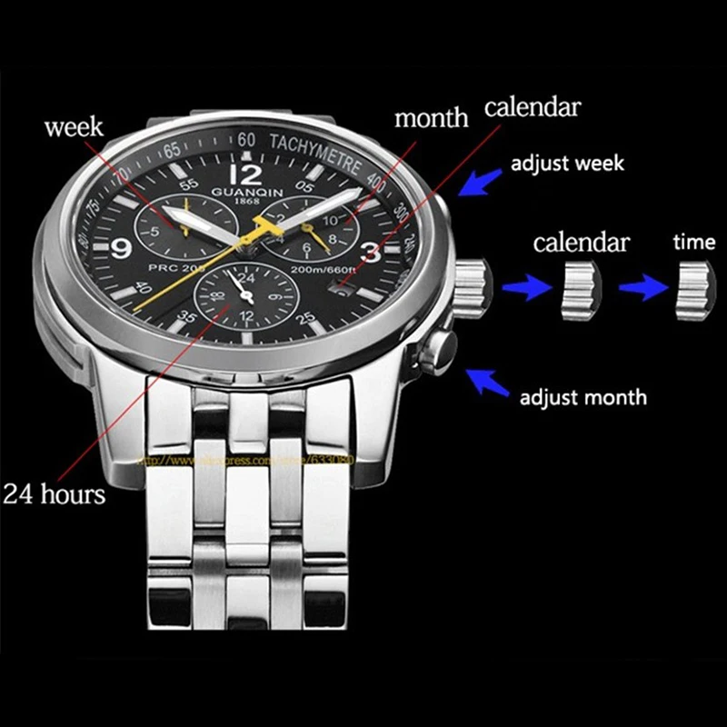 GUANQIN автоматические механические часы для мужчин спортивные 200 м устойчивые для плавания ныряльщика водонепроницаемые мужские часы Relogio Masculino zegarek