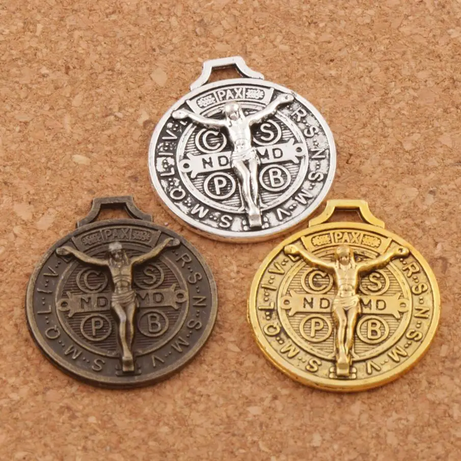 

Saint Jesus Benedict Nursia Patron Medal Crucifix Cross 7pcs Antique Silver/Gold/Bronze Charms Pendants 24x21mm L1658