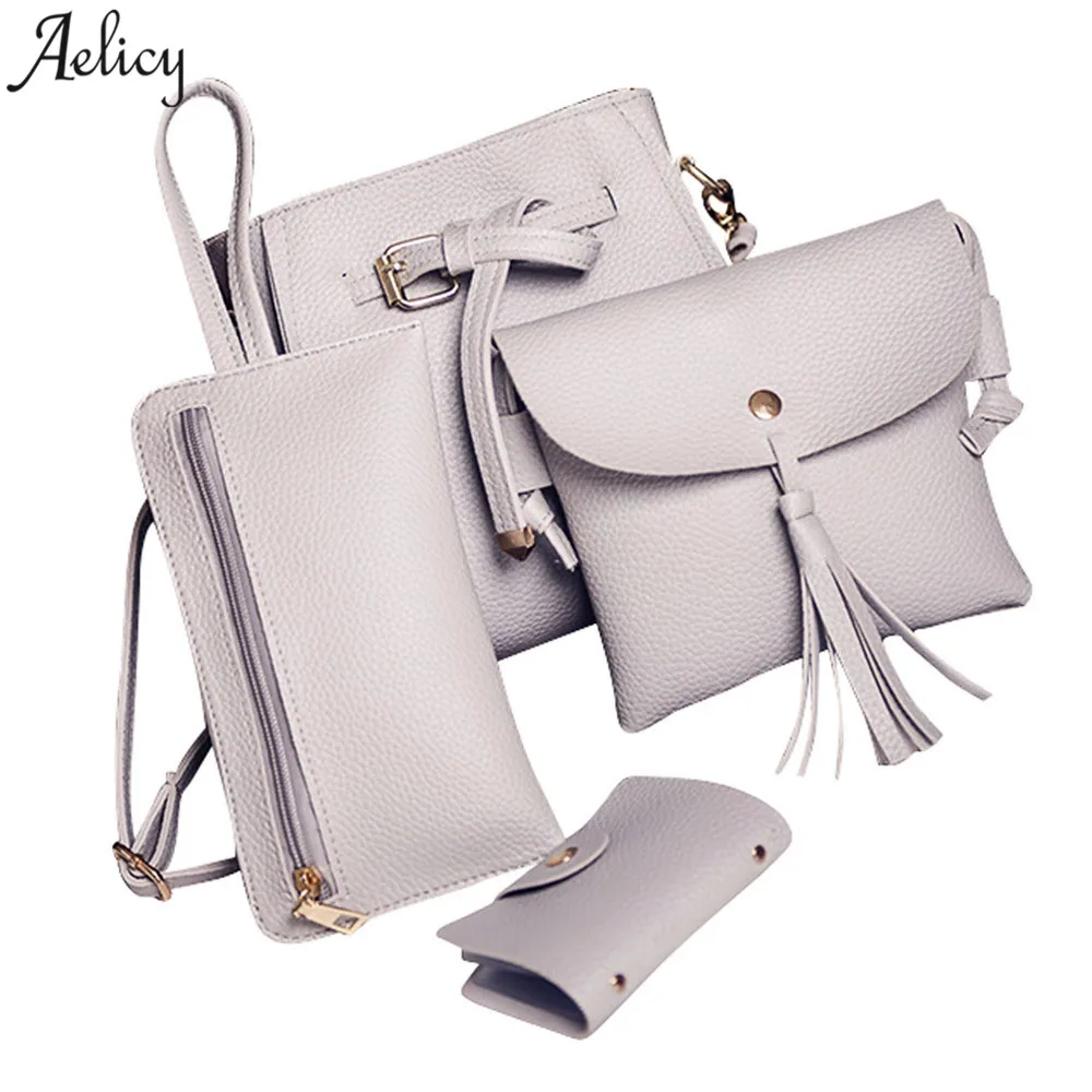 

Aelicy Girl Shoulder Bag Four Set Fashion Women Handbag Four Pieces Tote Crossbody Bag+Wallet bolsa feminina dropship 2019 hot