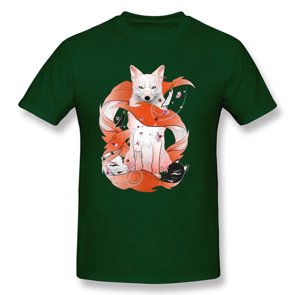 Red Kitsune T-Shirt comfortable Short Sleeve Company O-Neck Cotton T Shirt Simple Style Tee-Shirt for Men Labor Day Red Kitsune dark